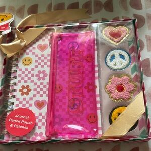 Pink Journal Set with Pencil Pouch and Patches